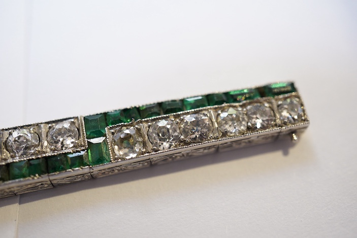 An Art Deco emerald and diamond bracelet, 1920s